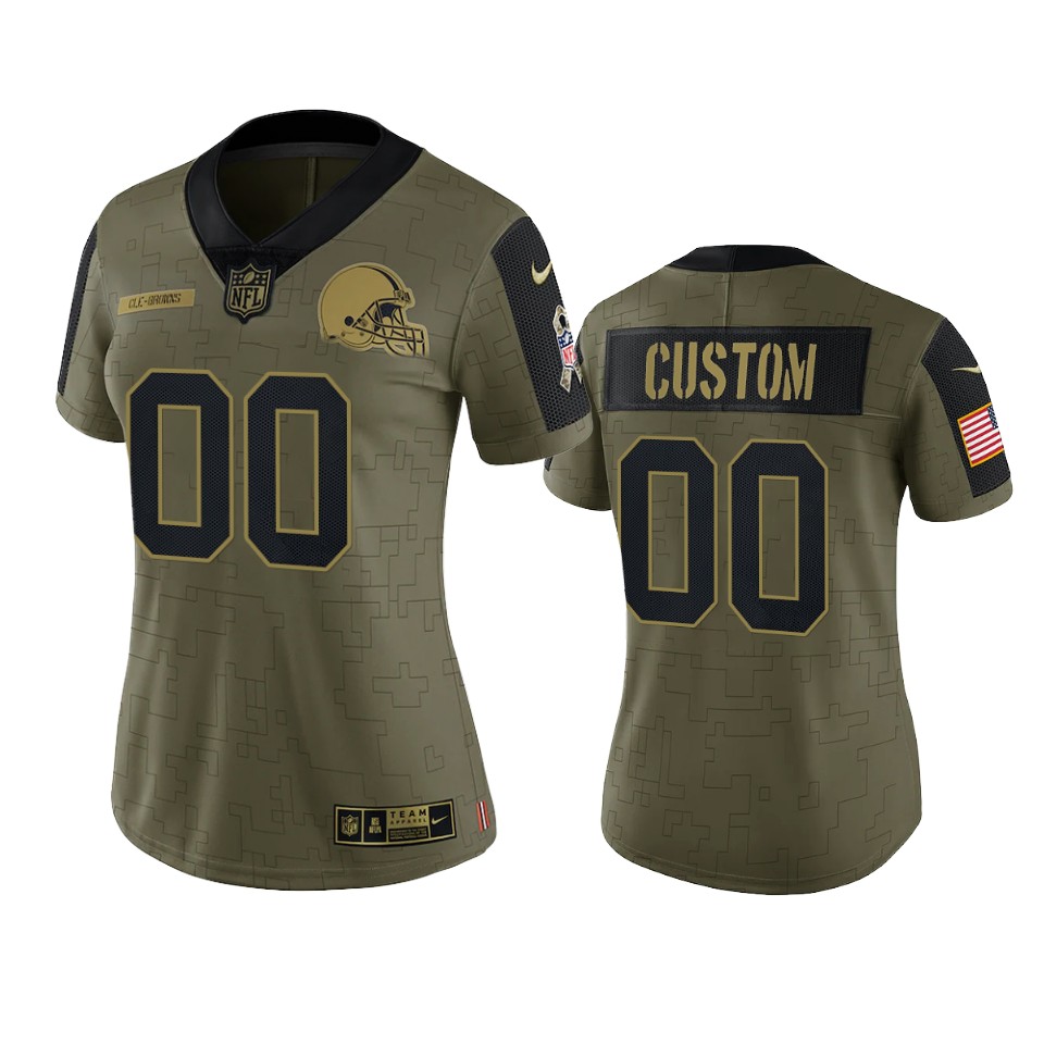 women browns custom olive limited 2021 salute to service jersey