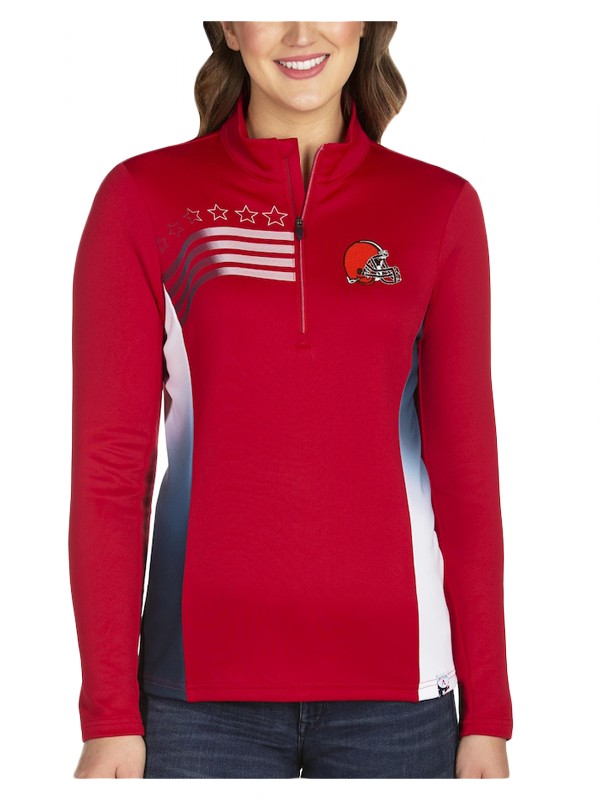 women browns red liberty quarter zip pullover jacket