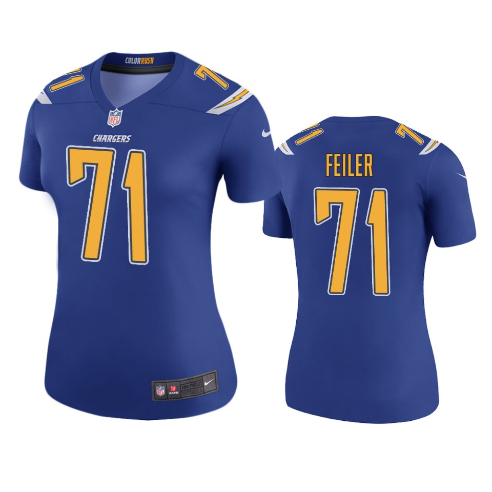 women chargers matt feiler royal color rush legend jersey