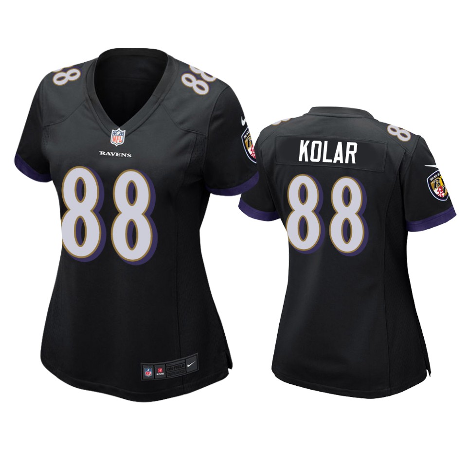 women charlie kolar ravens game black jersey