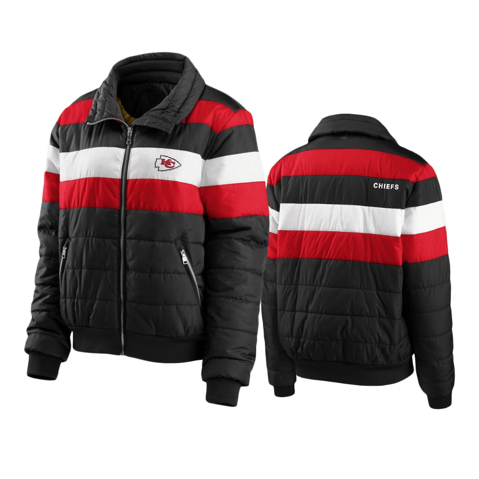 women chiefs black puffer full zip jacket