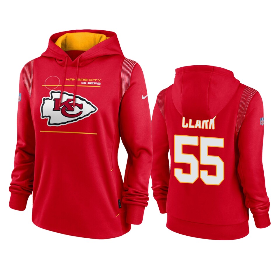 women frank clark chiefs red sideline performance pullover hoodie