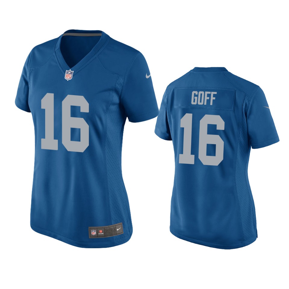 women jared goff lions blue throwback game jersey