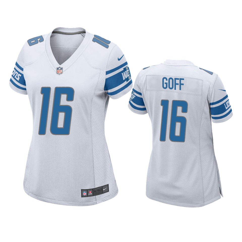 women jared goff lions white game jersey