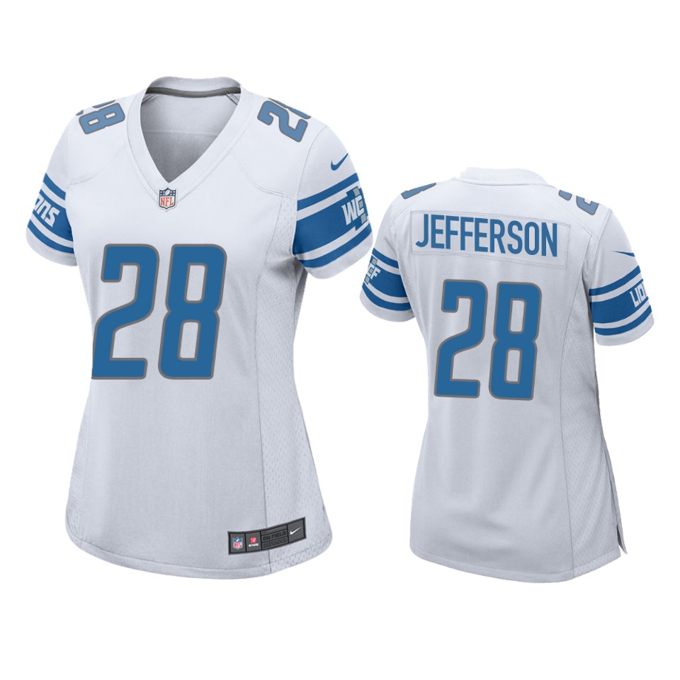 women jermar jefferson lions game white jersey