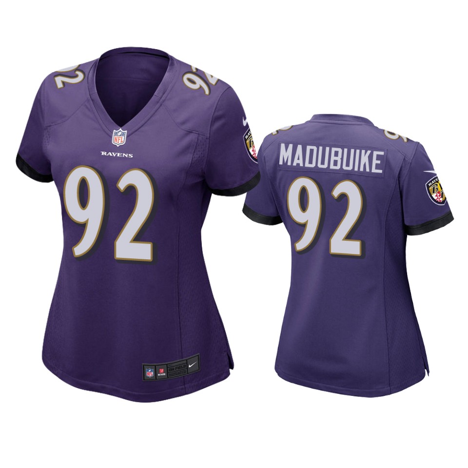 women justin madubuike ravens purple game jersey