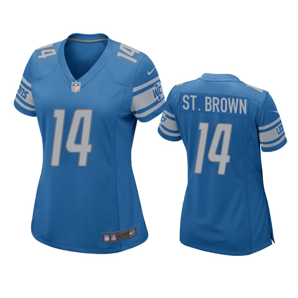 women lions amon ra st. brown blue game jersey