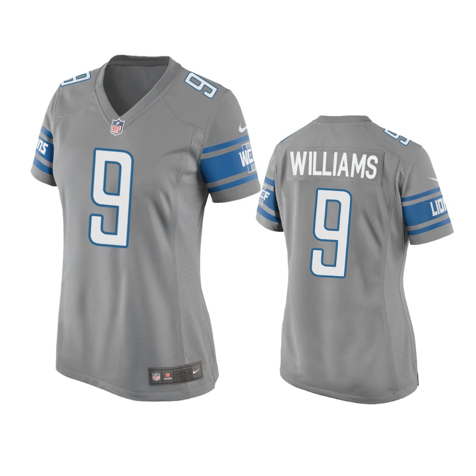 women lions jameson williams game silver jersey