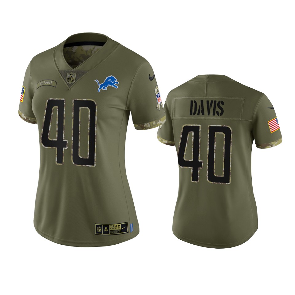 women lions jarrad davis olive limited 2022 salute to service jersey