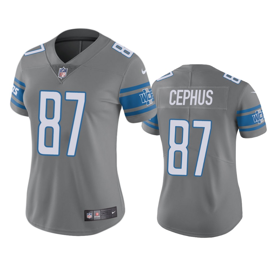 women lions quintez cephus steel color rush limited jersey