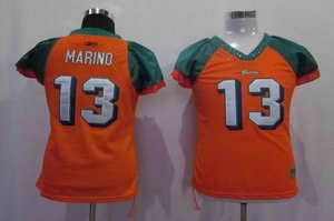women miami dolphins 13 marino orange color jersey