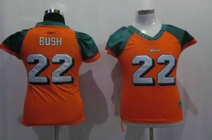 women miami dolphins 22 bush orange color jersey