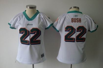 women miami dolphins 22 bush white jersey