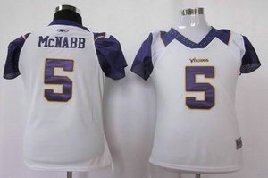women minnesota vikings 5 mcnabb white color jersey