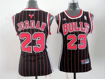 Women NBA chicago bulls #23 jordan black(red stripe)