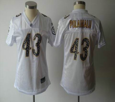 women nfl pittsburgh steelers 43 polamalu white(2010 new)