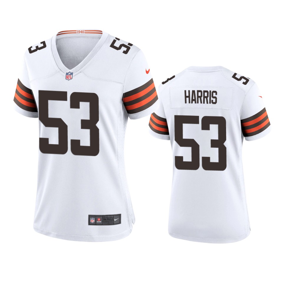 women nick harris browns white game jersey