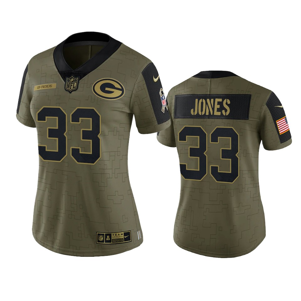 women packers aaron jones olive limited 2021 salute to service jersey