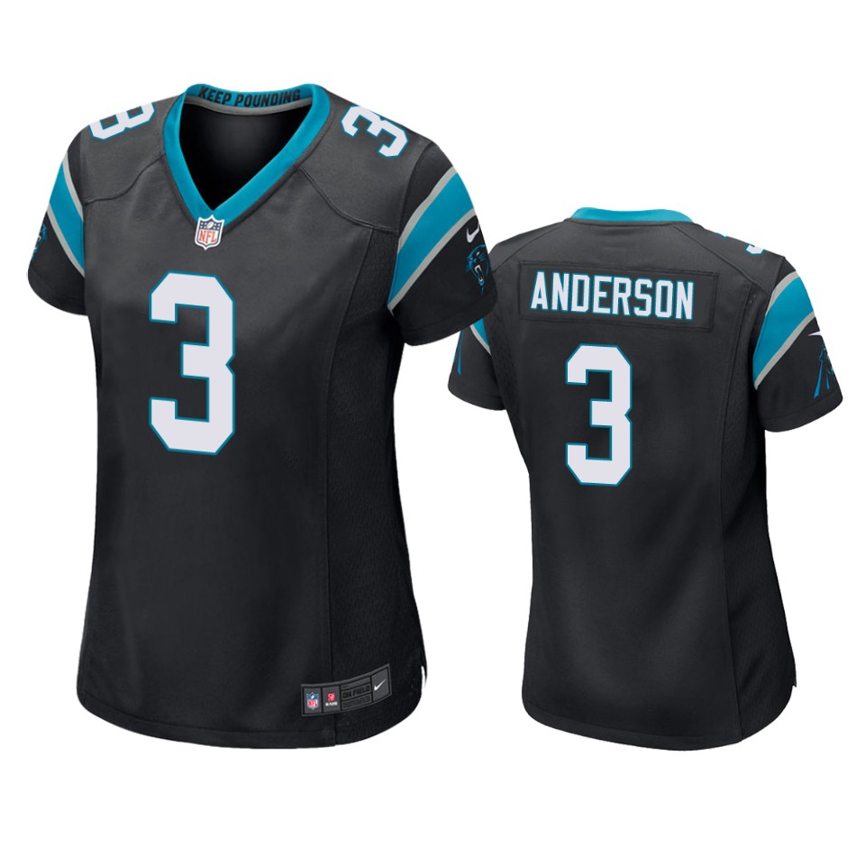 women panthers robby anderson game black jersey