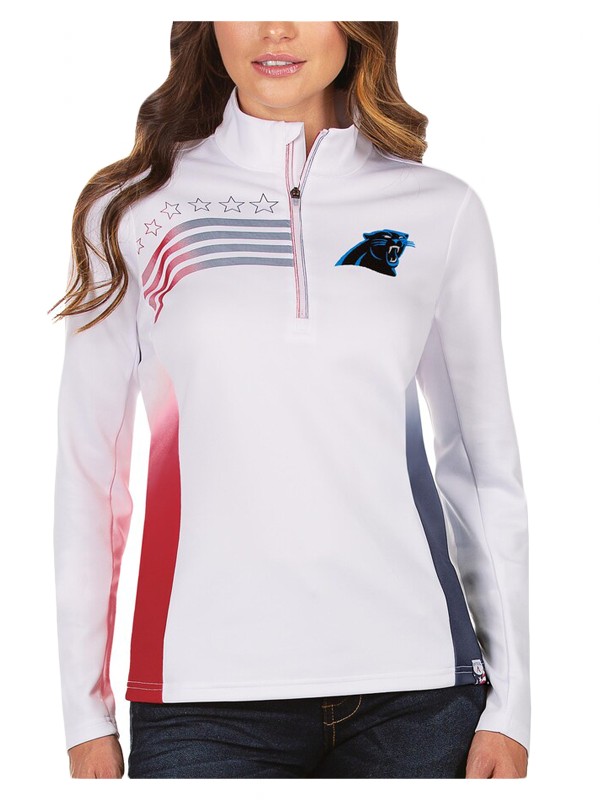 women panthers white liberty quarter zip pullover jacket
