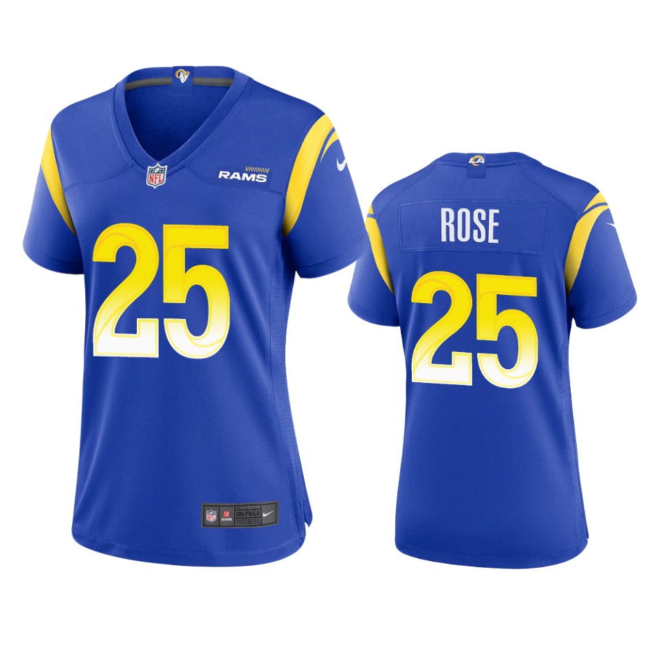 women rams rose game royal jersey