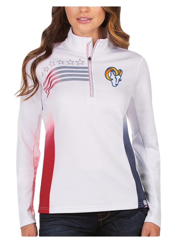 women rams white liberty quarter zip pullover jacket