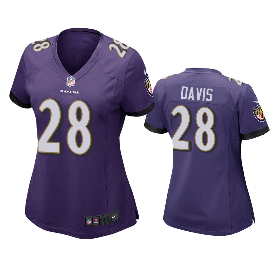 women ravens mike davis game purple jersey