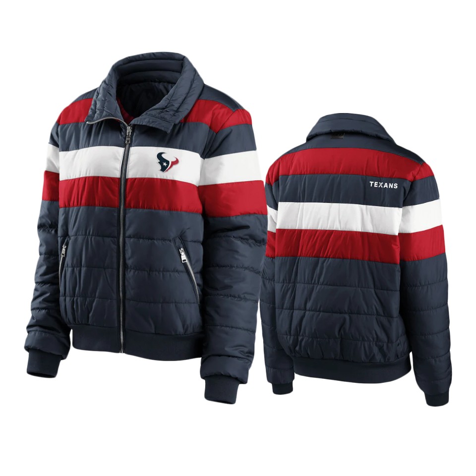 women texans navy puffer full zip jacket