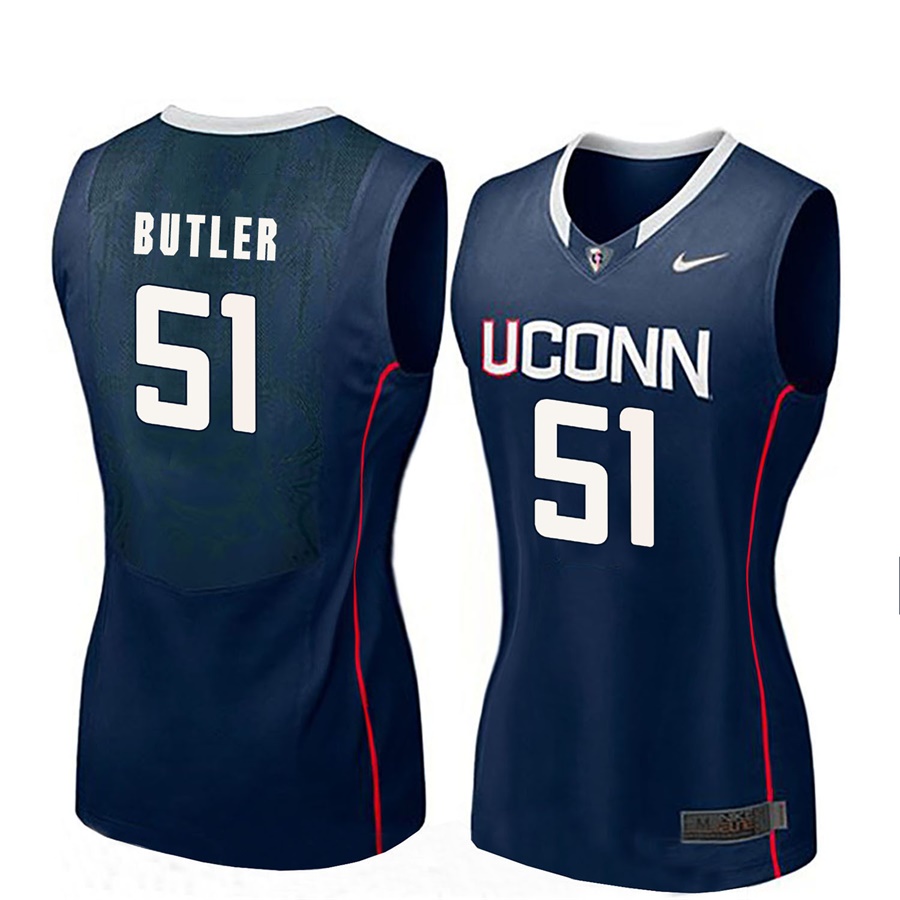 women uconn huskies navy 51 natalie butler ncaa basketball player name and number jersey