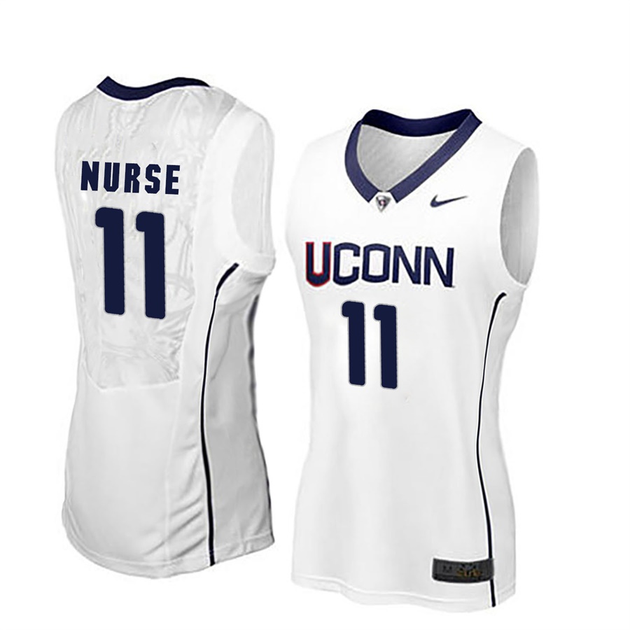 women uconn huskies white 11 kia nurse ncaa basketball player name and number jersey