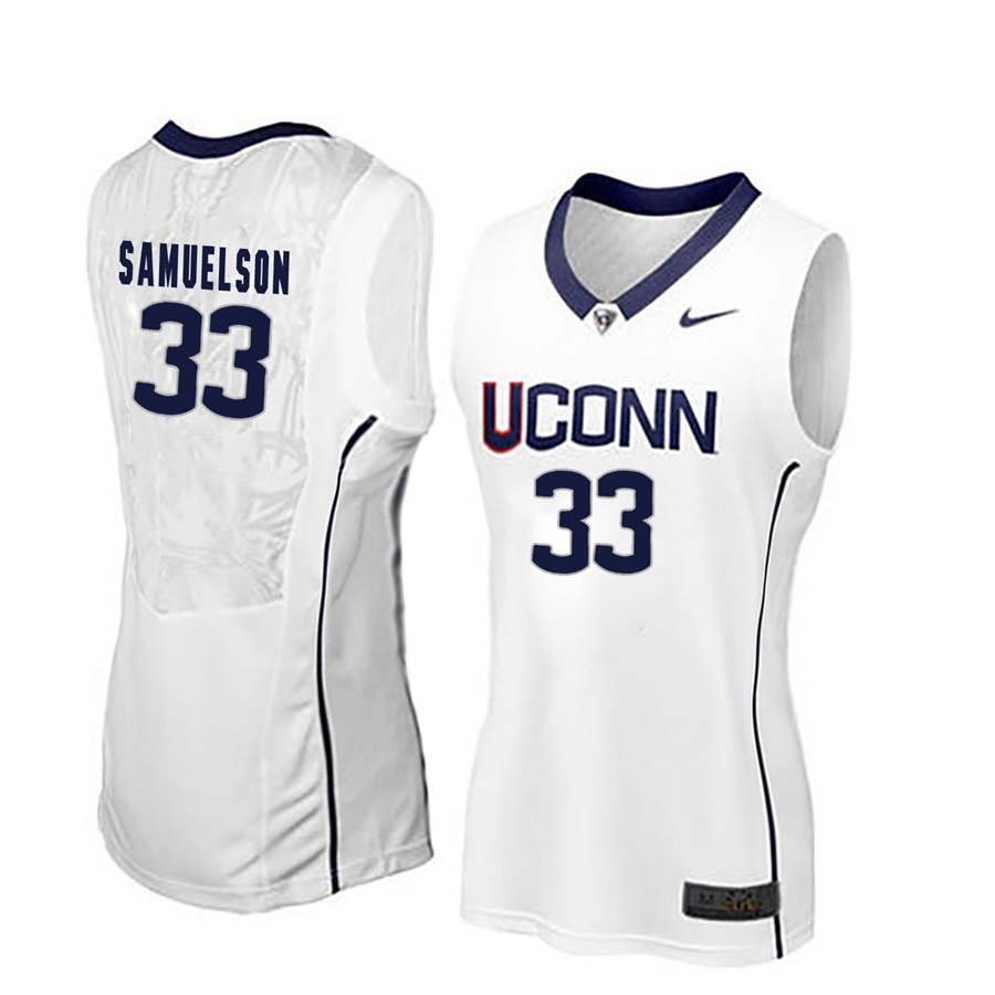 women uconn huskies white 33 katie lou samuelson ncaa basketball player name and number jersey