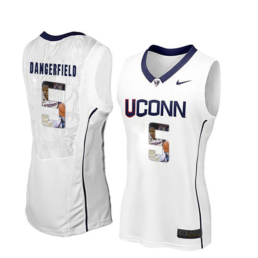 women uconn huskies white crystal dangerfield college basketball player portrait jersey