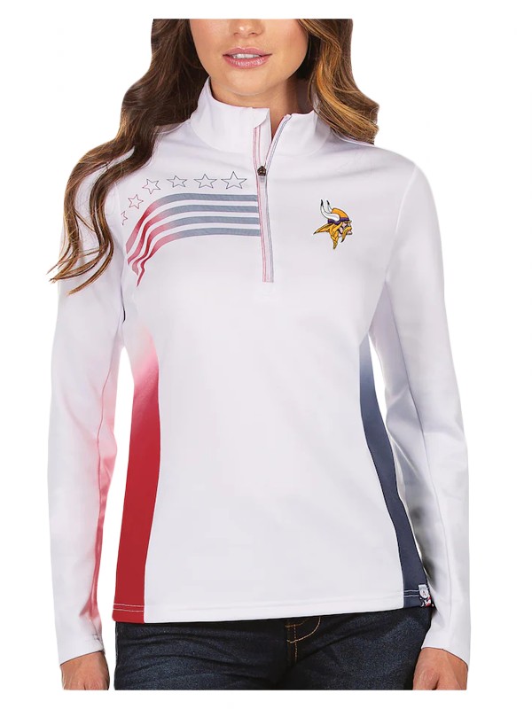 women vikings white liberty quarter zip pullover jacket