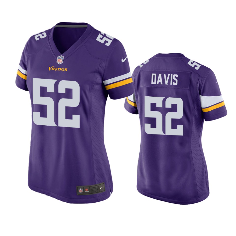women vikings wyatt davis game purple jersey