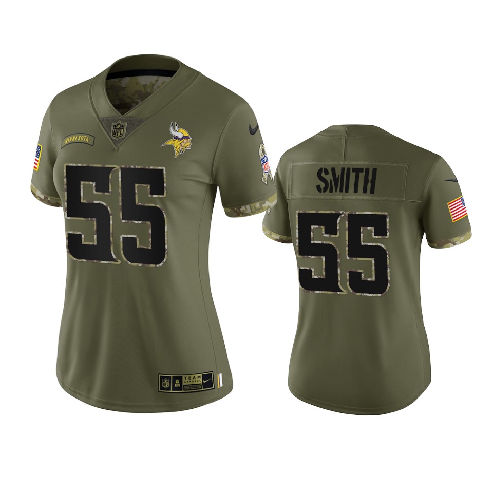 women vikings za'darius smith olive limited 2022 salute to service jersey