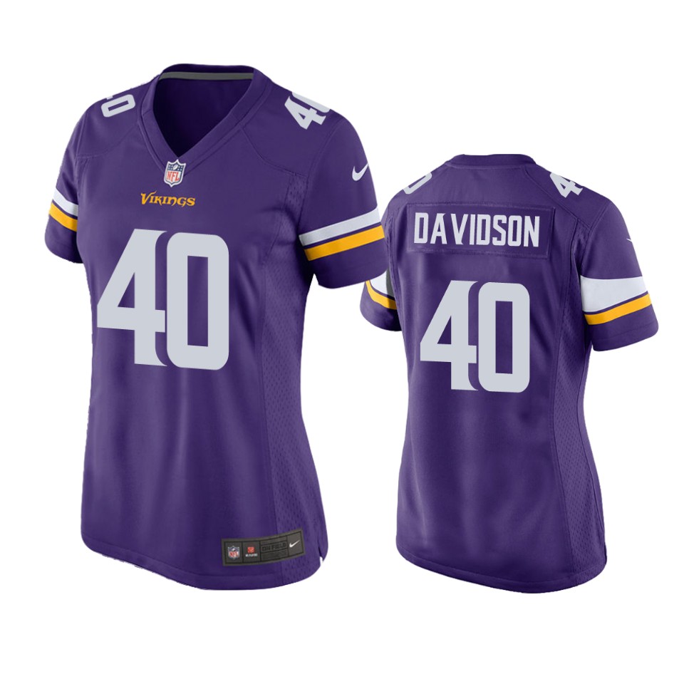 women vikings zach davidson purple game jersey
