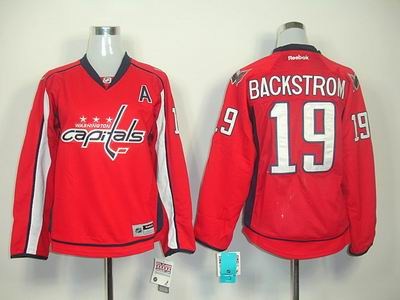 women washington capitals 19 backstrom red jerseys