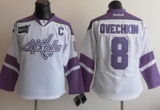 women washington capitals 8 alex ovechkin fights cancer hockey jersey white