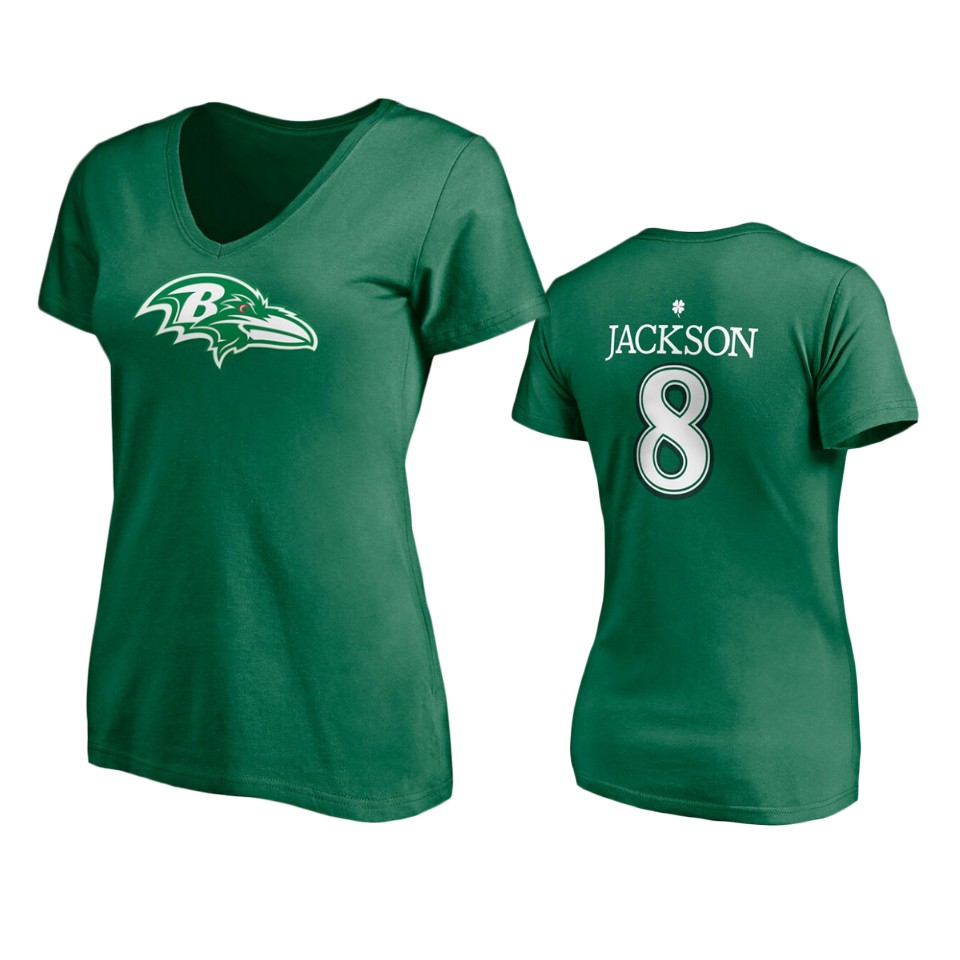 women women's ravens lamar jackson kelly green st. patrick's day player icon t shirt