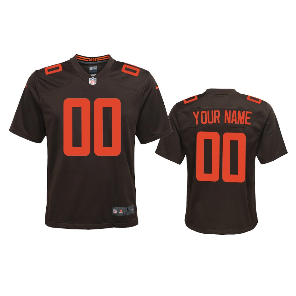 youth browns custom brown 2020 alternate game jersey