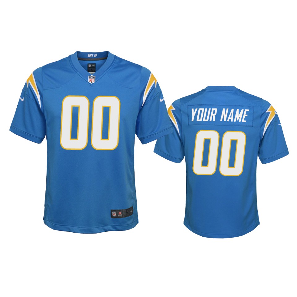 youth chargers custom powder blue 2020 game jersey