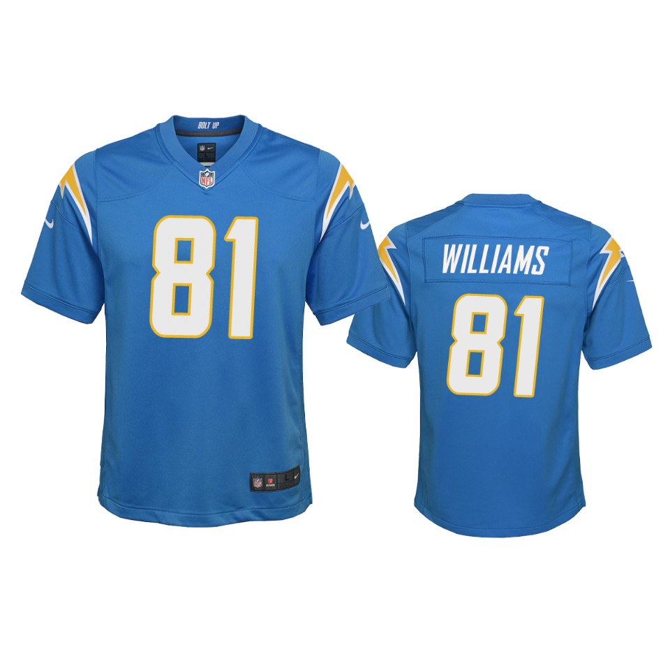 youth chargers mike williams powder blue 2020 game jersey