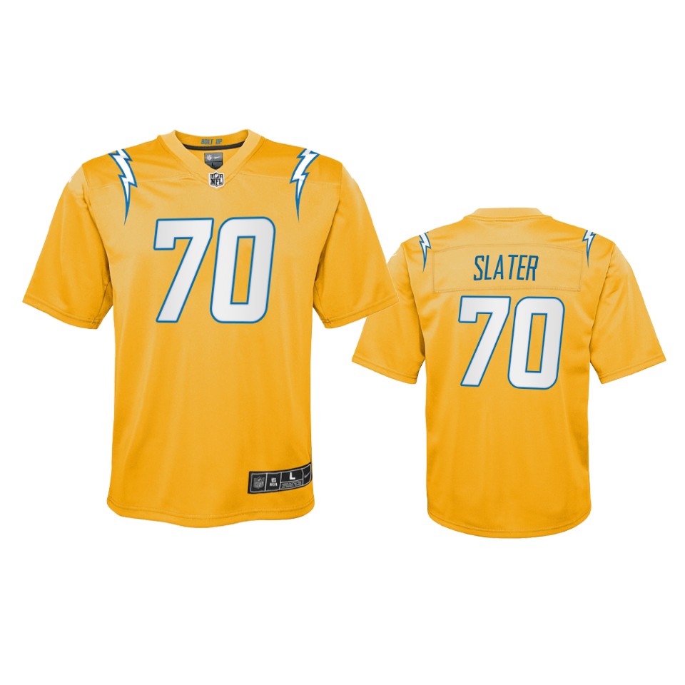youth chargers rashawn slater gold inverted game jersey