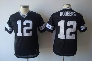 youth green bay packers 12 aaron rodgers full black jerseys