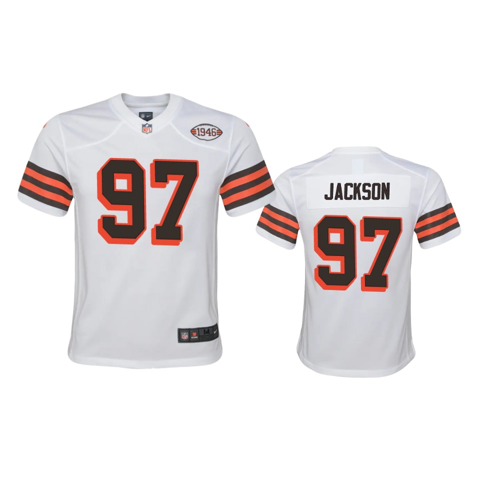 youth malik jackson browns white 1946 collection alternate game jersey