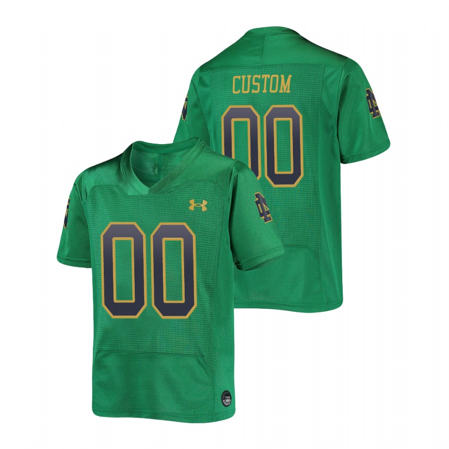 youth notre dame fighting irish custom football replica green jersey