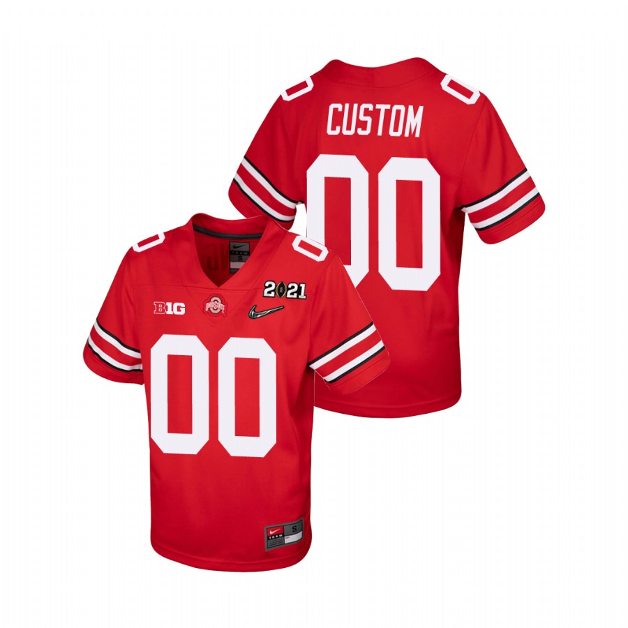 youth ohio state buckeyes custom scarlet 2021 national championship jersey