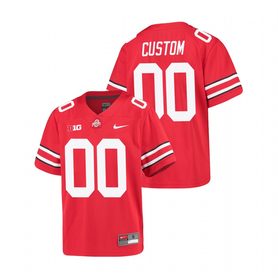 youth ohio state buckeyes custom scarlet alumni football game jersey