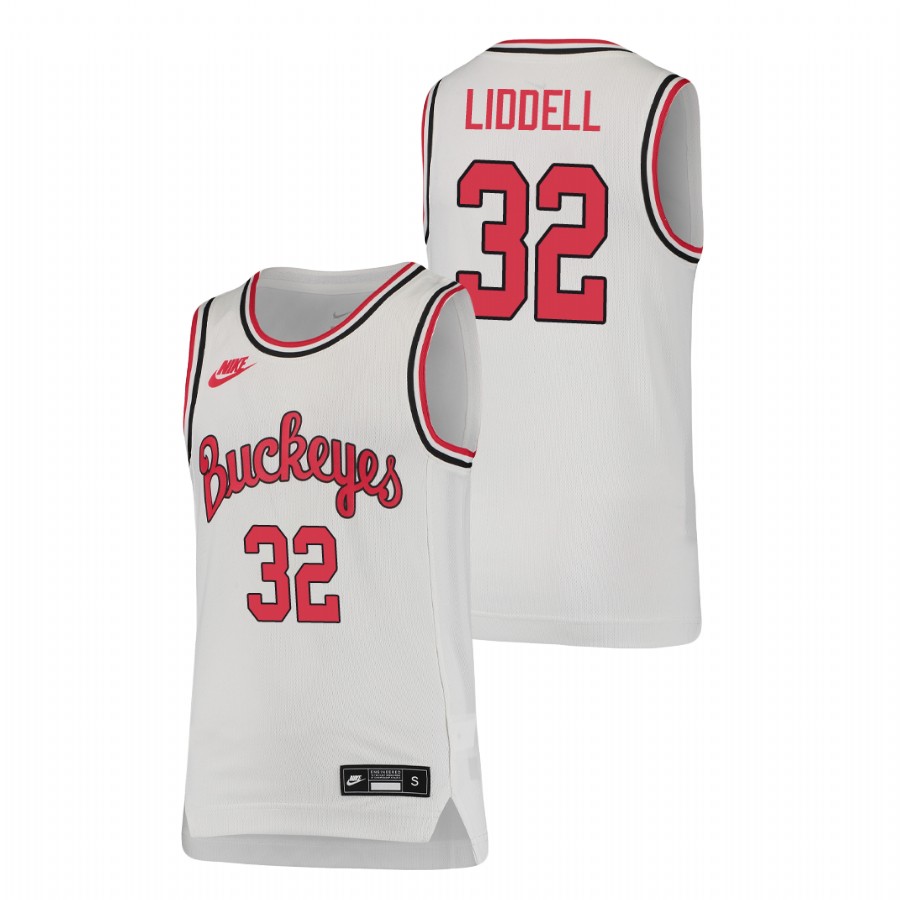 youth ohio state buckeyes e.j. liddell basketball throwback white jersey