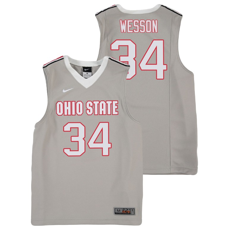 youth ohio state buckeyes kaleb wesson gray replica college basketball jersey